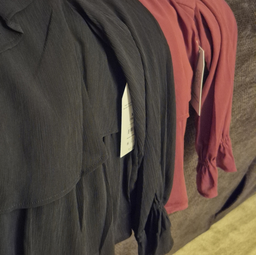 NWT Lot Of 2 Time And Tru Womens Long Sleeve Ruffle Blouse Size XL - Picture 11 of 11
